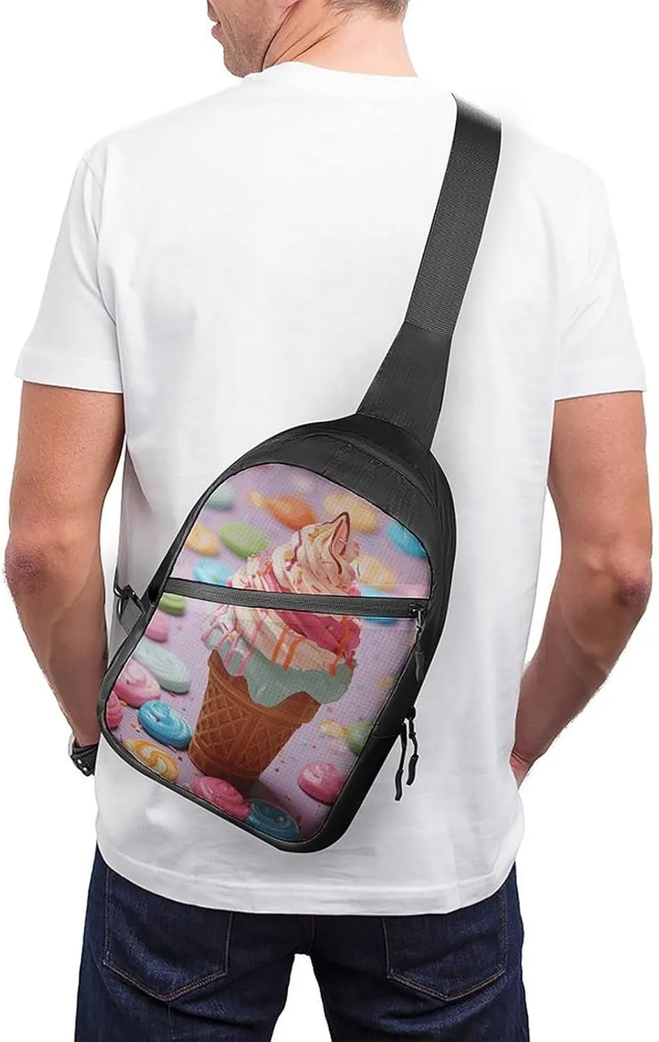 Crossbody Bag for Women Men Chest Bag Meat Slices Pattern Sling Bag Crossbody Shoulder Bag Sling Backpack