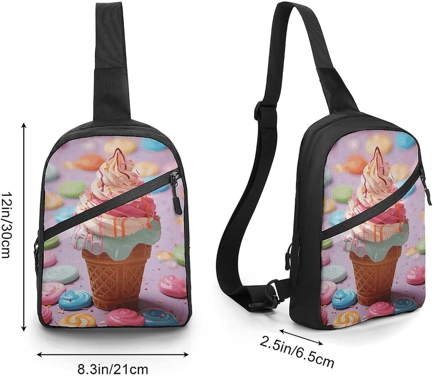 Crossbody Bag for Women Men Chest Bag Meat Slices Pattern Sling Bag Crossbody Shoulder Bag Sling Backpack