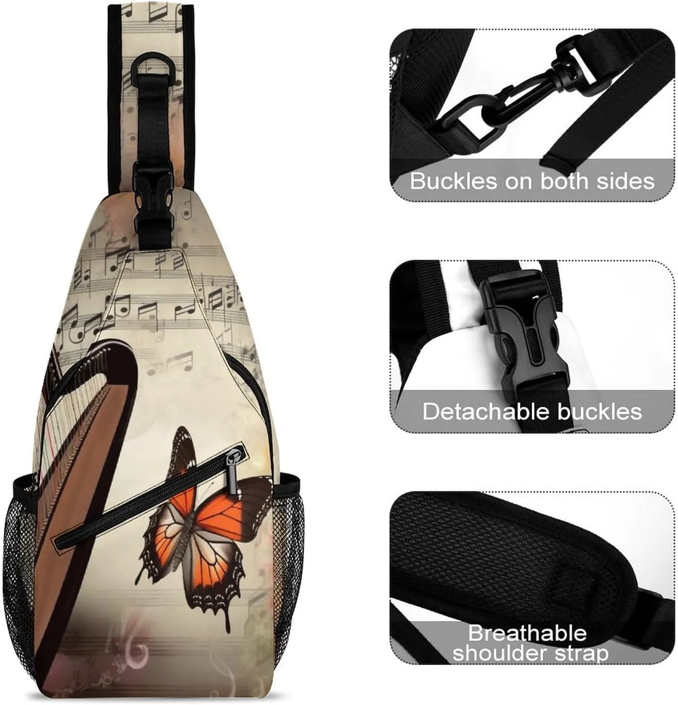 Crossbody Bag for Women Men Chest Bag Music Studio Sling Bag Crossbody Shoulder Bag Sling Backpack