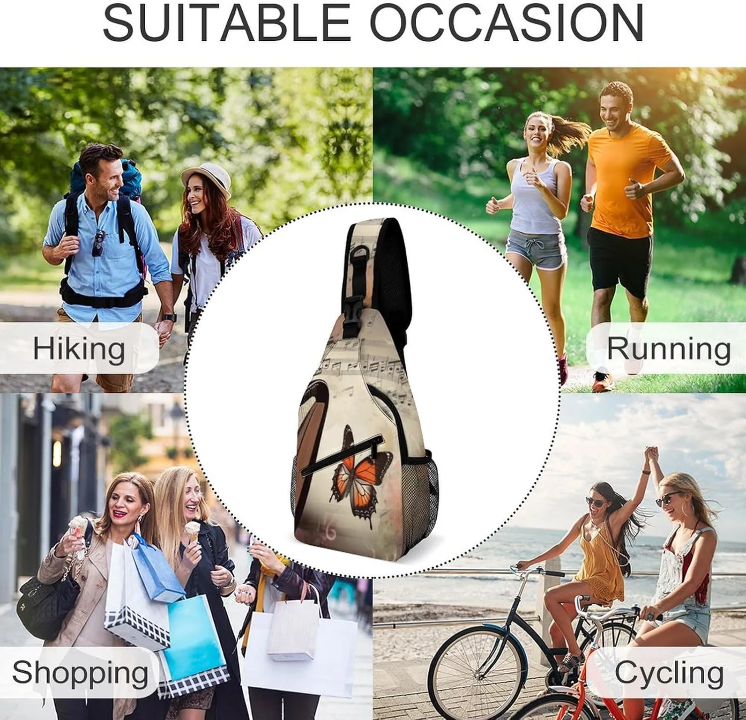 Crossbody Bag for Women Men Chest Bag Music Studio Sling Bag Crossbody Shoulder Bag Sling Backpack