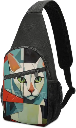 Crossbody Bag for Women Men Sling Bag Light Blue Pizza Slice Chest Bag Crossbody Adjustable Shoulder Bag