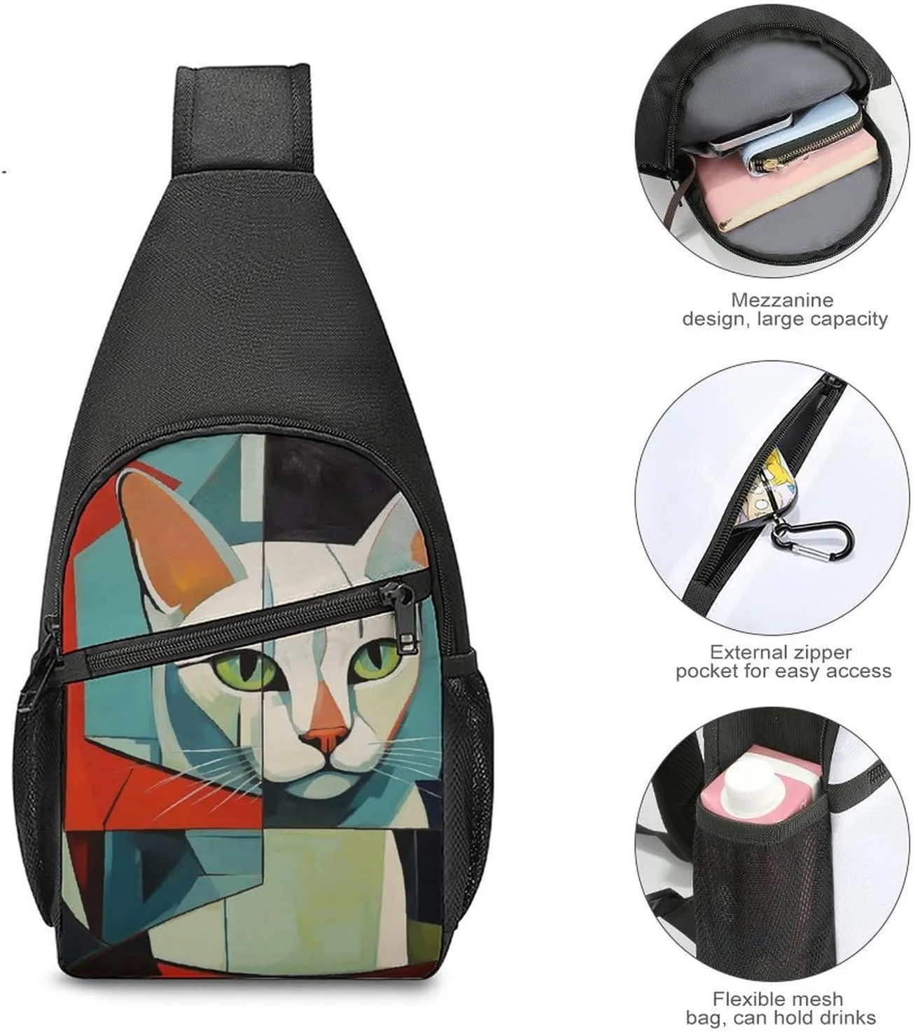Crossbody Bag for Women Men Sling Bag Light Blue Pizza Slice Chest Bag Crossbody Adjustable Shoulder Bag