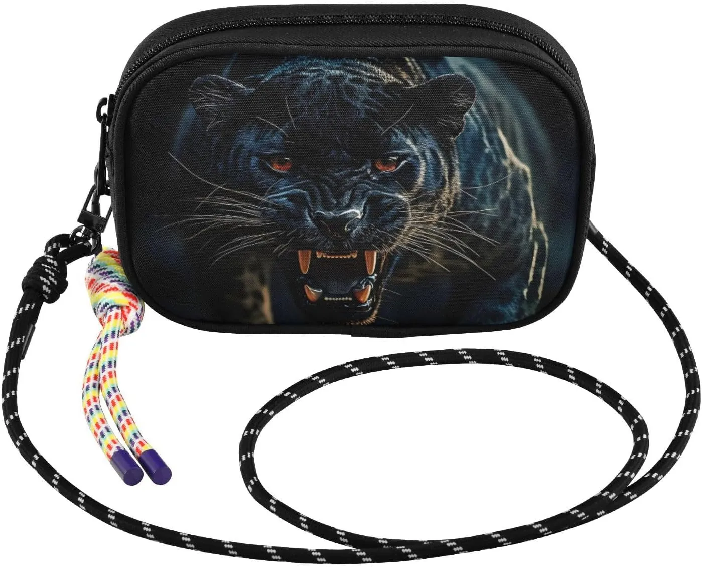 Crossbody Bags for Women Roar Leopard Eye Red Cell Phone Purses Women's Shoulder Handbag Wallet Purse with Rope Pendant