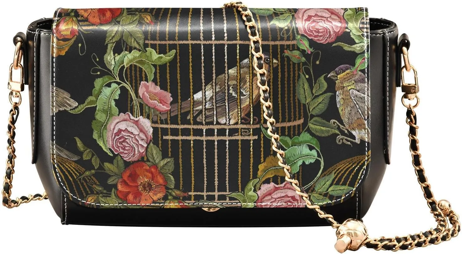 Crossbody Bags for Women Trendy Women's Black Shoulder Bag Small PU Leather Flap Cross Body Bag Handbags