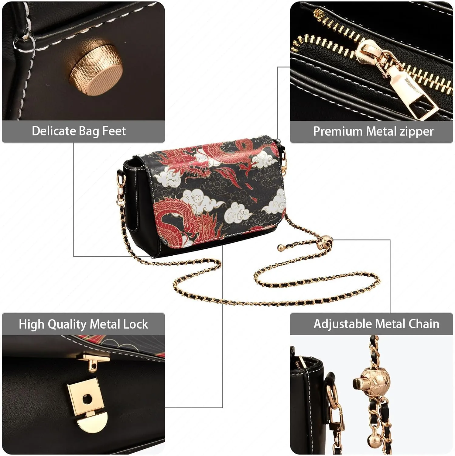 Crossbody Bags for Women Trendy Women's Black Shoulder Bag Small PU Leather Flap Cross Body Bag Handbags
