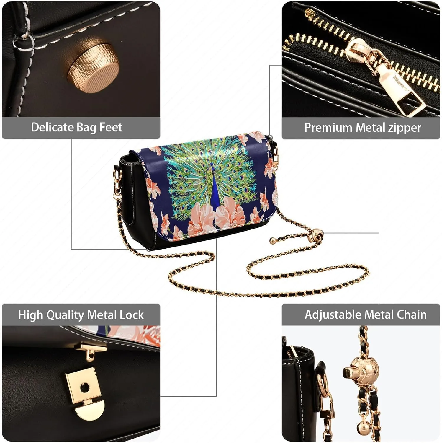 Crossbody Bags for Women Trendy Women's Black Shoulder Bag Small PU Leather Flap Cross Body Bag Handbags