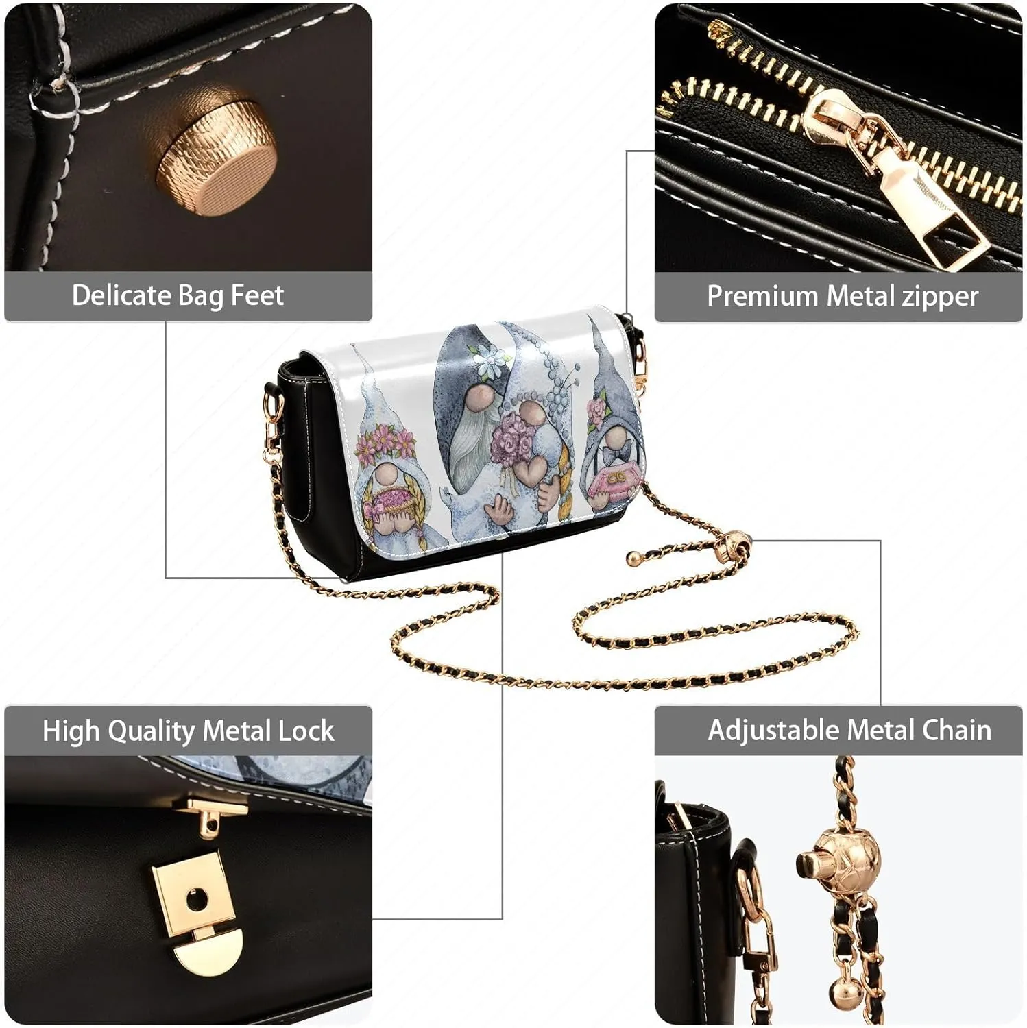 Crossbody Bags for Women Trendy Women's Black Shoulder Bag Small PU Leather Flap Cross Body Bag Handbags
