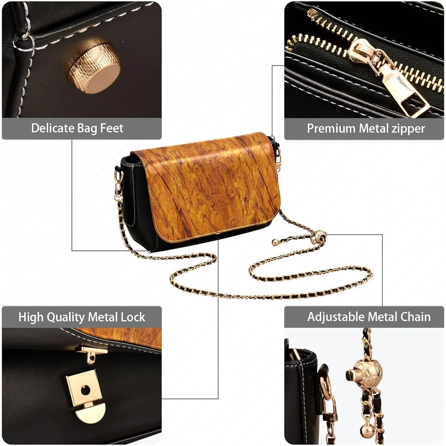 Crossbody Bags for Women Trendy Women's Black Shoulder Bag Small PU Leather Flap Cross Body Bag Handbags