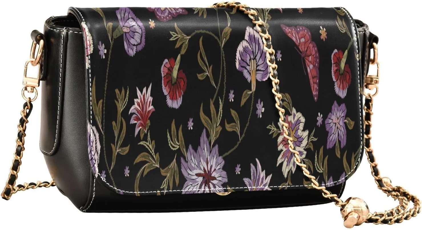 Crossbody Bags for Women Trendy Women's Black Shoulder Bag Small PU Leather Flap Cross Body Bag Handbags