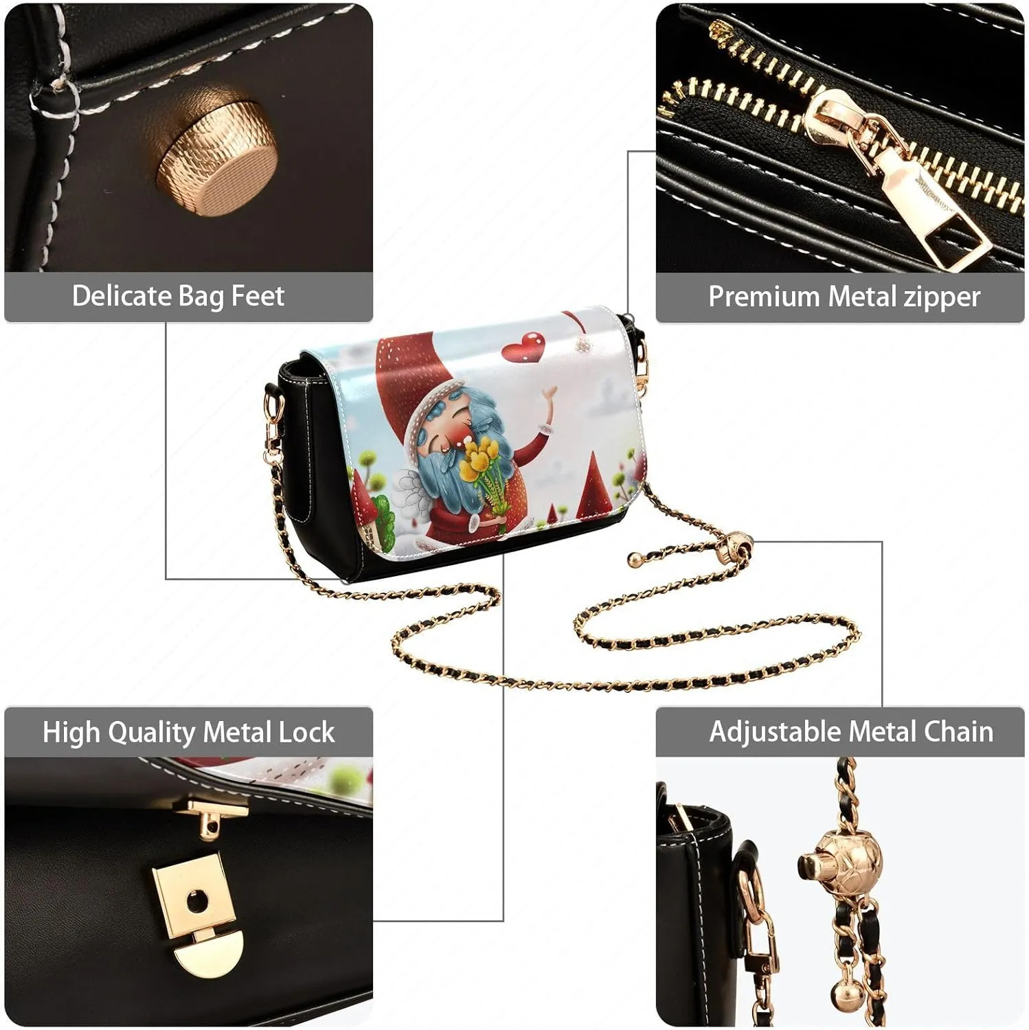 Crossbody Bags for Women Trendy Women's Black Shoulder Bag Small PU Leather Flap Cross Body Bag Handbags