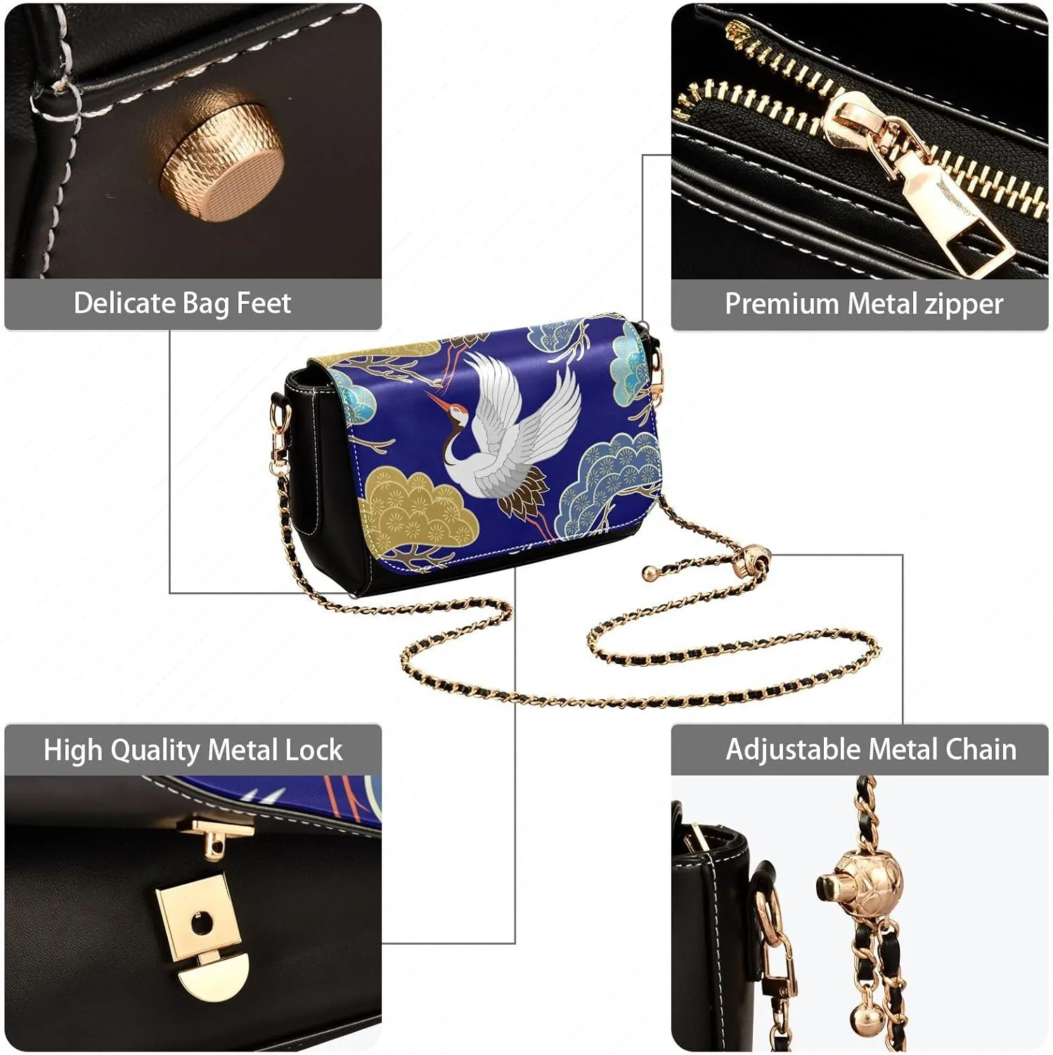 Crossbody Bags for Women Trendy Women's Black Shoulder Bag Small PU Leather Flap Cross Body Bag Handbags