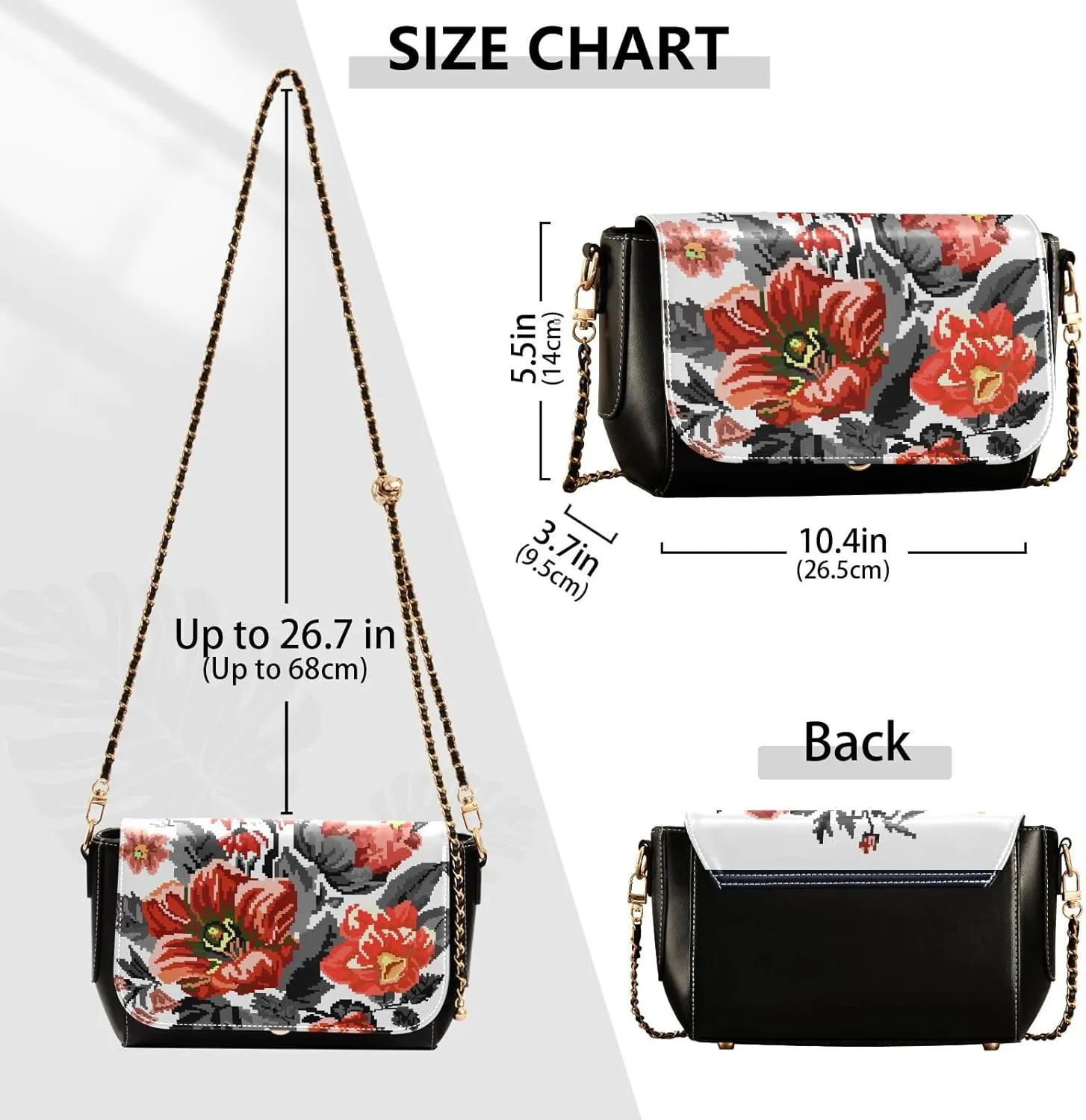 Crossbody Bags for Women Trendy Women's Black Shoulder Bag Small PU Leather Flap Cross Body Bag Handbags