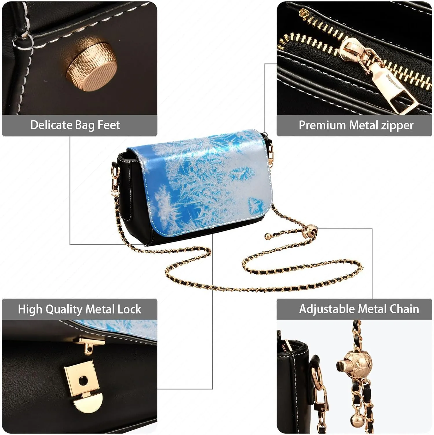 Crossbody Bags for Women Trendy Women's Black Shoulder Bag Small PU Leather Flap Cross Body Bag Handbags