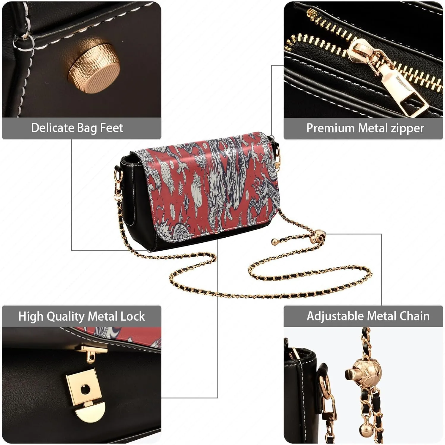 Crossbody Bags for Women Trendy Women's Black Shoulder Bag Small PU Leather Flap Cross Body Bag Handbags
