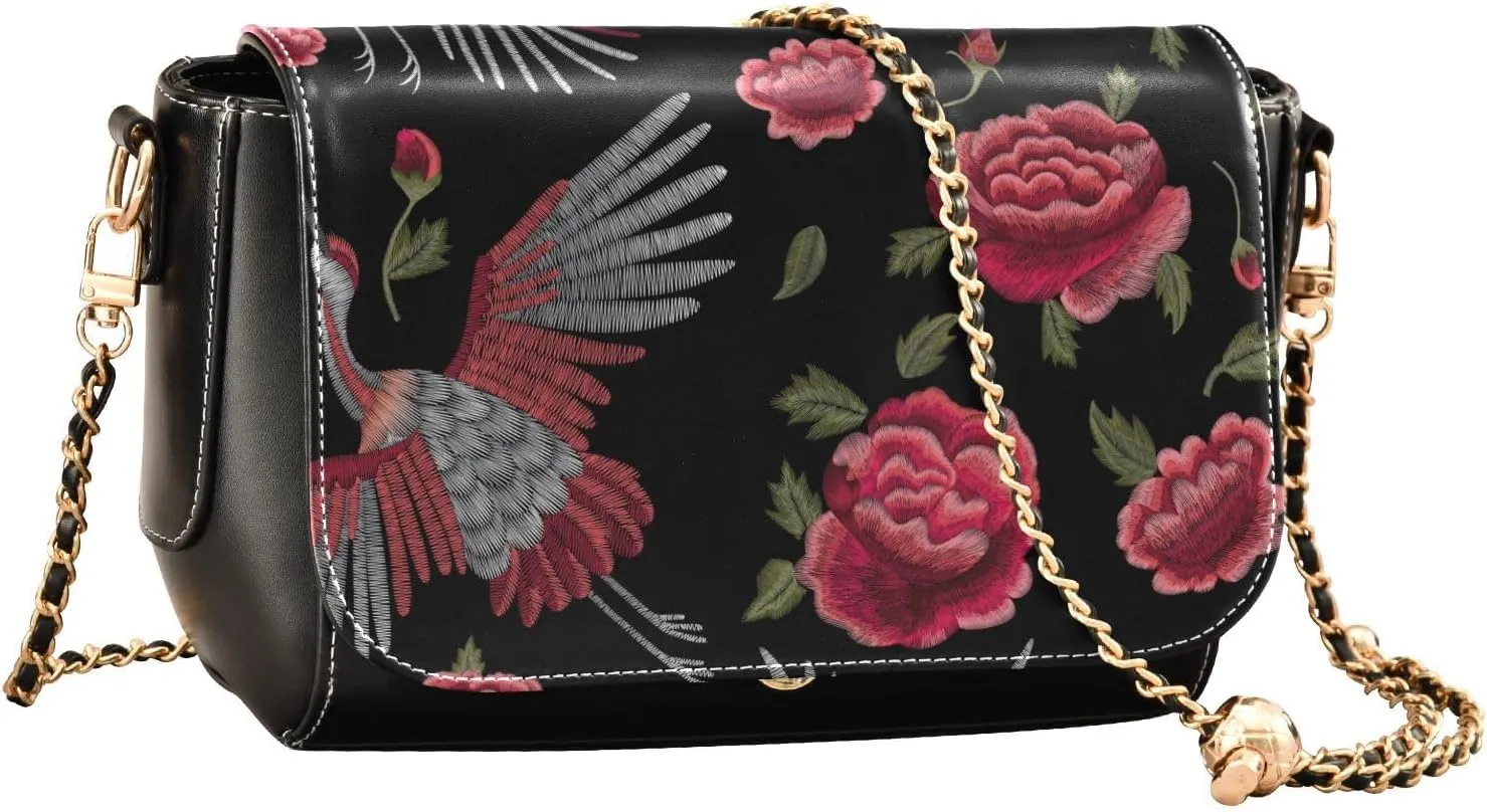 Crossbody Bags for Women Trendy Women's Black Shoulder Bag Small PU Leather Flap Cross Body Bag Handbags