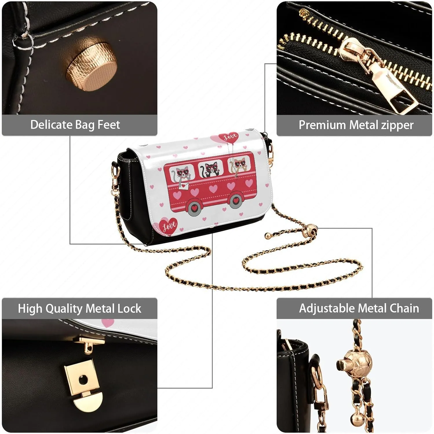 Crossbody Bags for Women Trendy Women's Black Shoulder Bag Small PU Leather Flap Cross Body Bag Handbags
