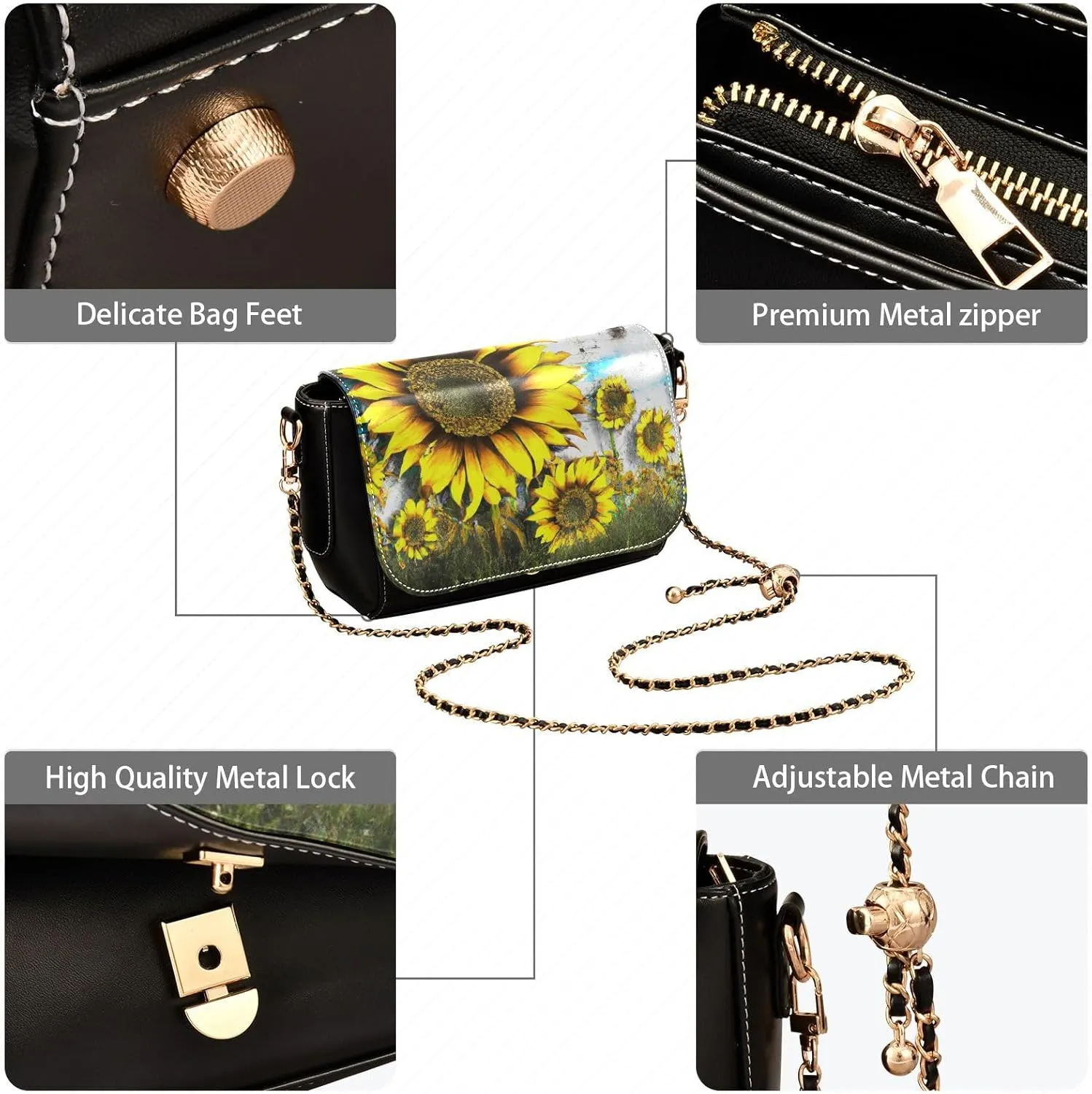Crossbody Bags for Women Trendy Women's Black Shoulder Bag Small PU Leather Flap Cross Body Bag Handbags