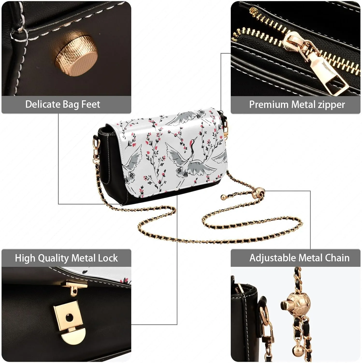 Crossbody Bags for Women Trendy Women's Black Shoulder Bag Small PU Leather Flap Cross Body Bag Handbags