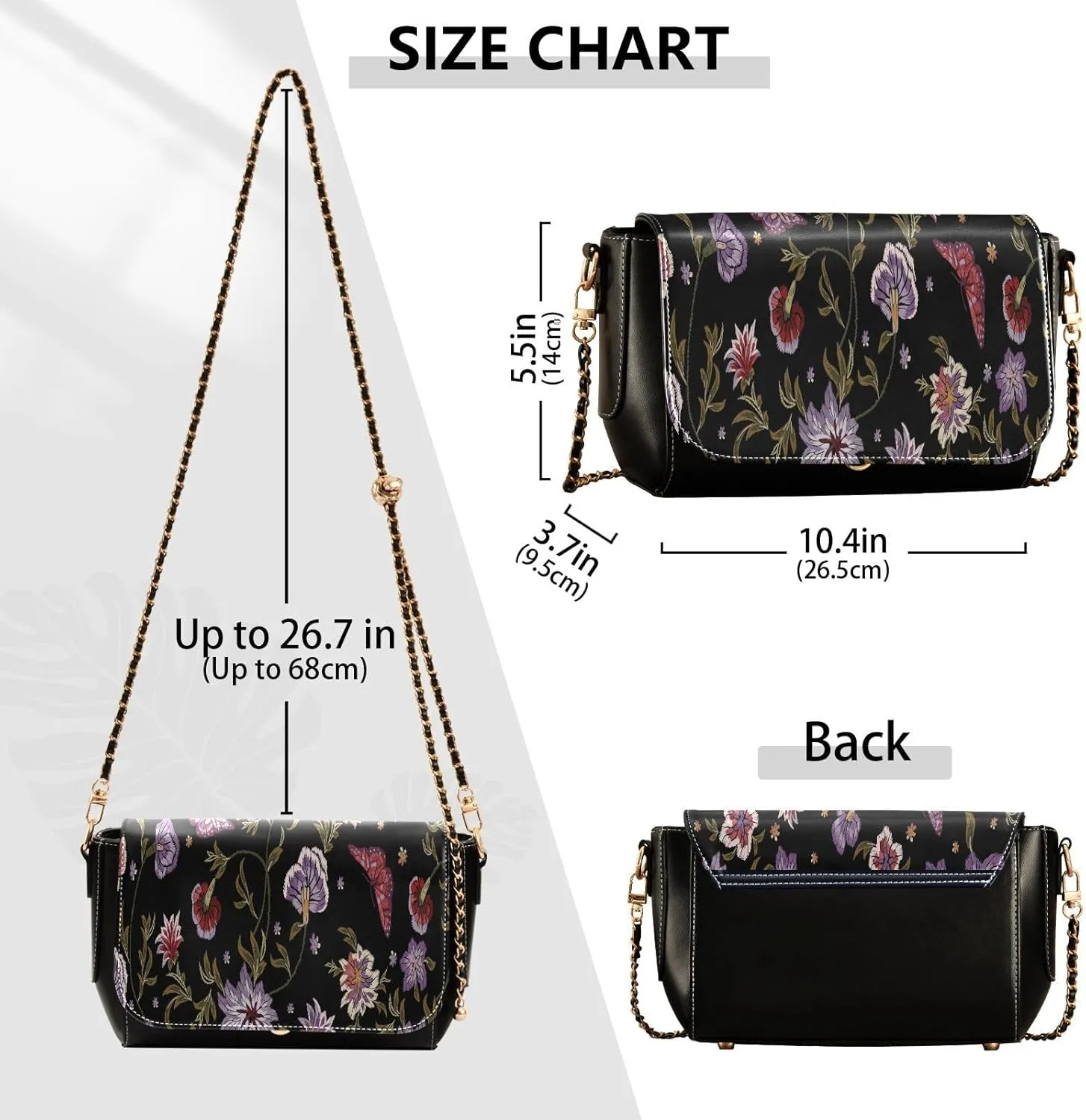 Crossbody Bags for Women Trendy Women's Black Shoulder Bag Small PU Leather Flap Cross Body Bag Handbags