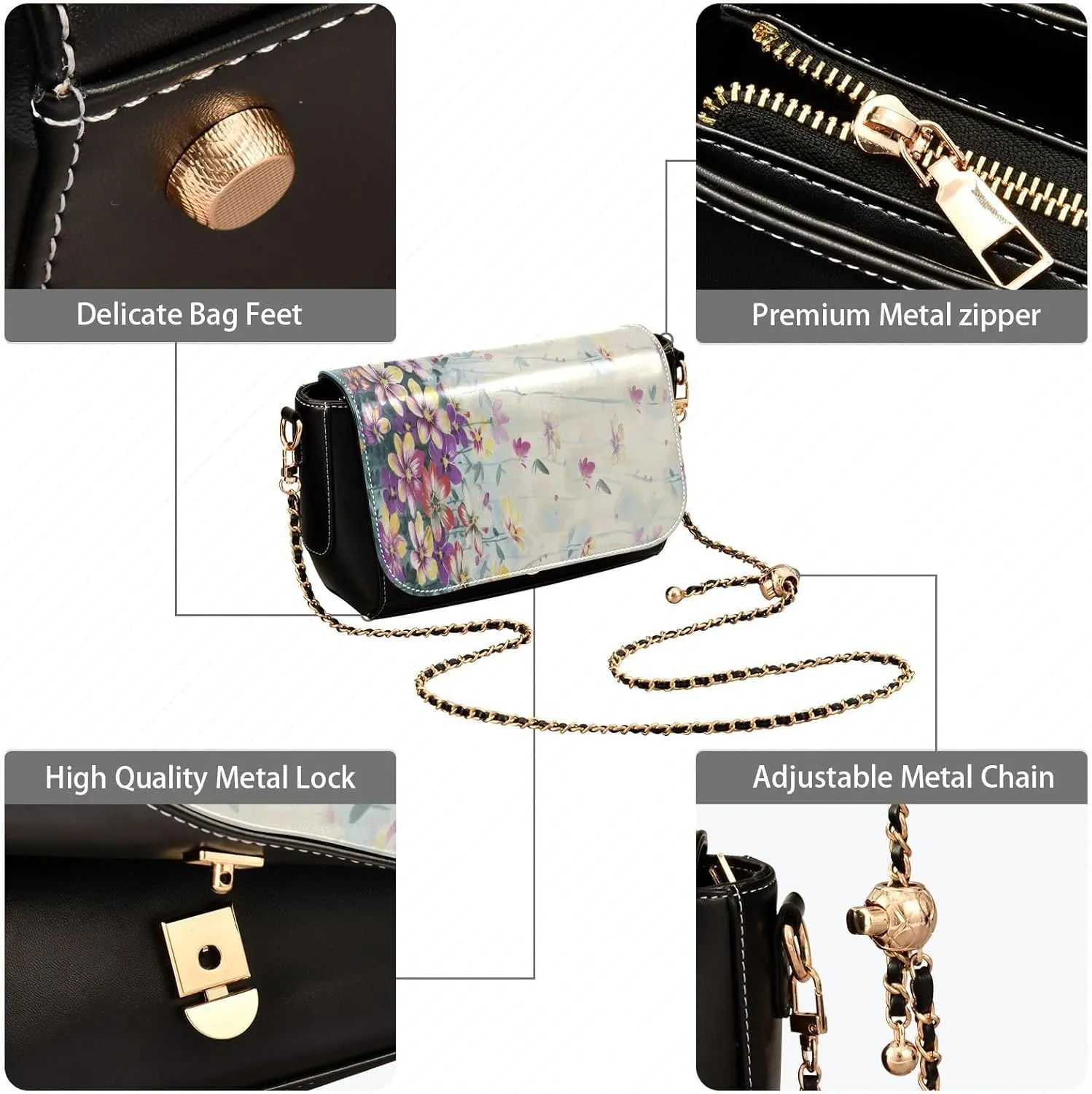 Crossbody Bags for Women Trendy Women's Black Shoulder Bag Small PU Leather Flap Cross Body Bag Handbags