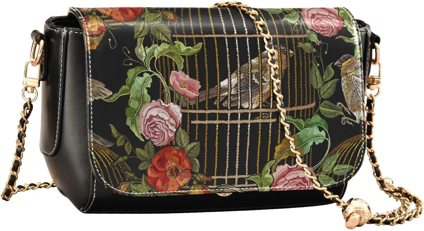 Crossbody Bags for Women Trendy Women's Black Shoulder Bag Small PU Leather Flap Cross Body Bag Handbags