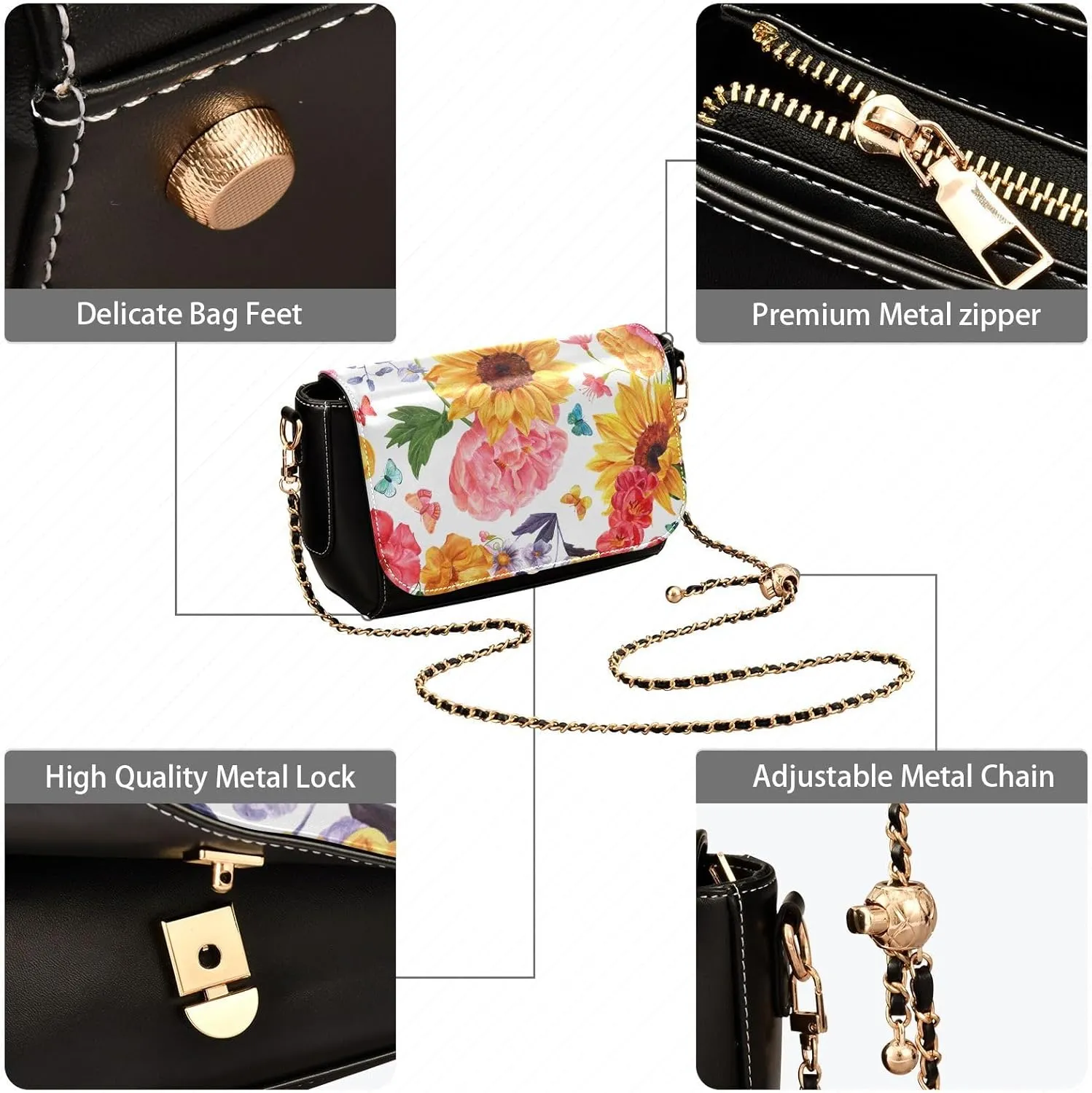 Crossbody Bags for Women Trendy Women's Black Shoulder Bag Small PU Leather Flap Cross Body Bag Handbags
