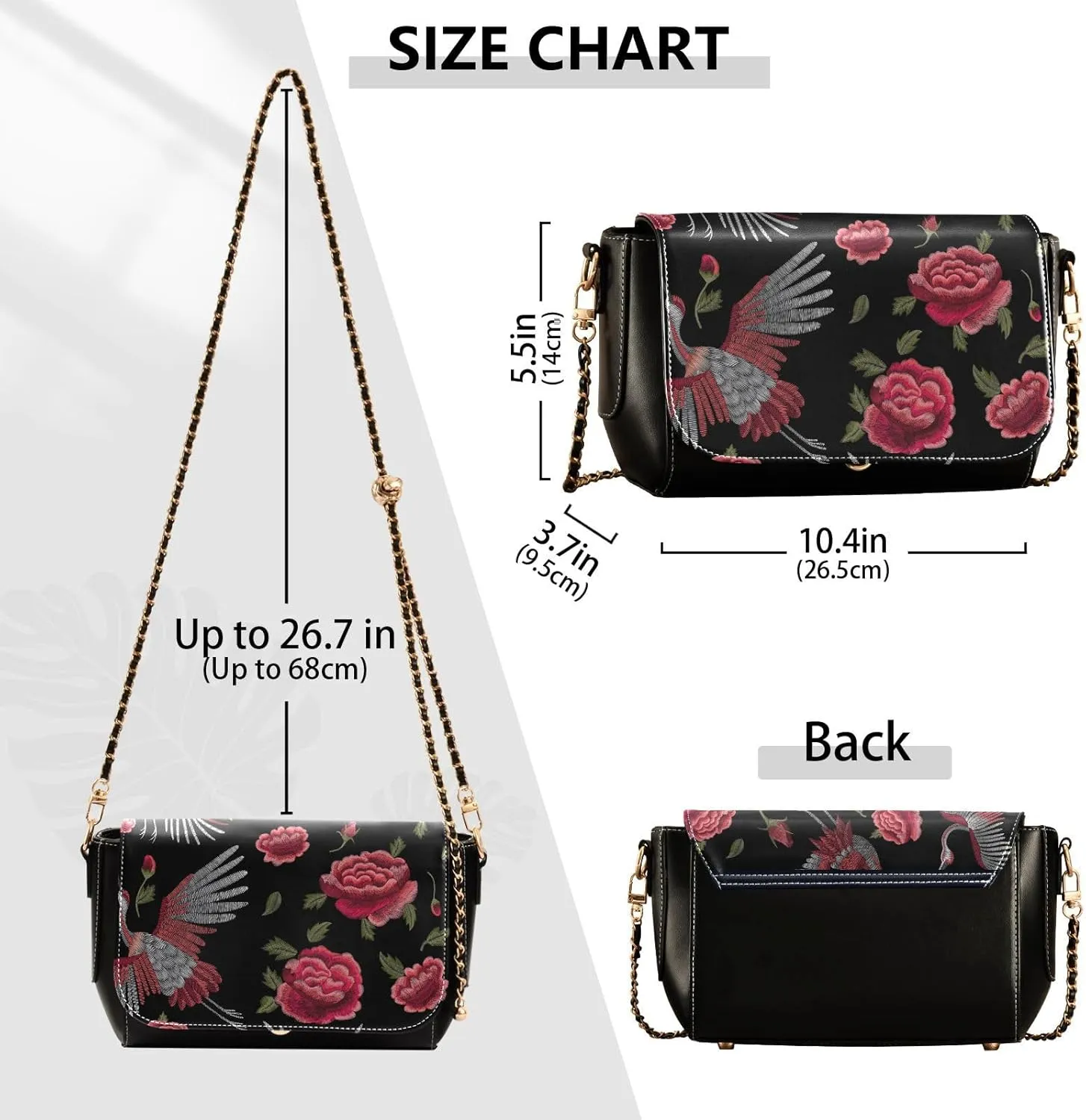Crossbody Bags for Women Trendy Women's Black Shoulder Bag Small PU Leather Flap Cross Body Bag Handbags