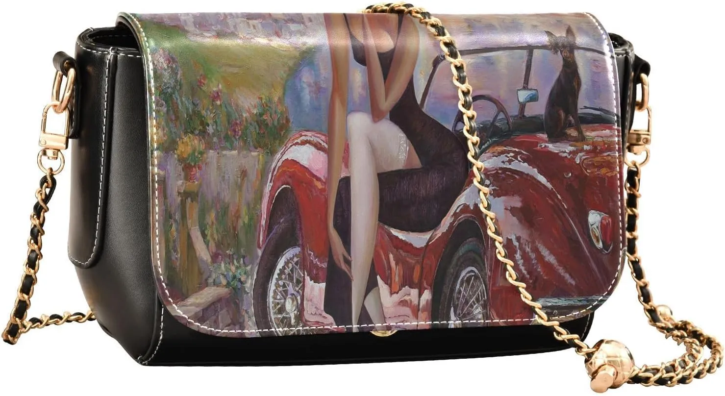 Crossbody Bags for Women Trendy Women's Black Shoulder Bag Small PU Leather Flap Cross Body Bag Handbags