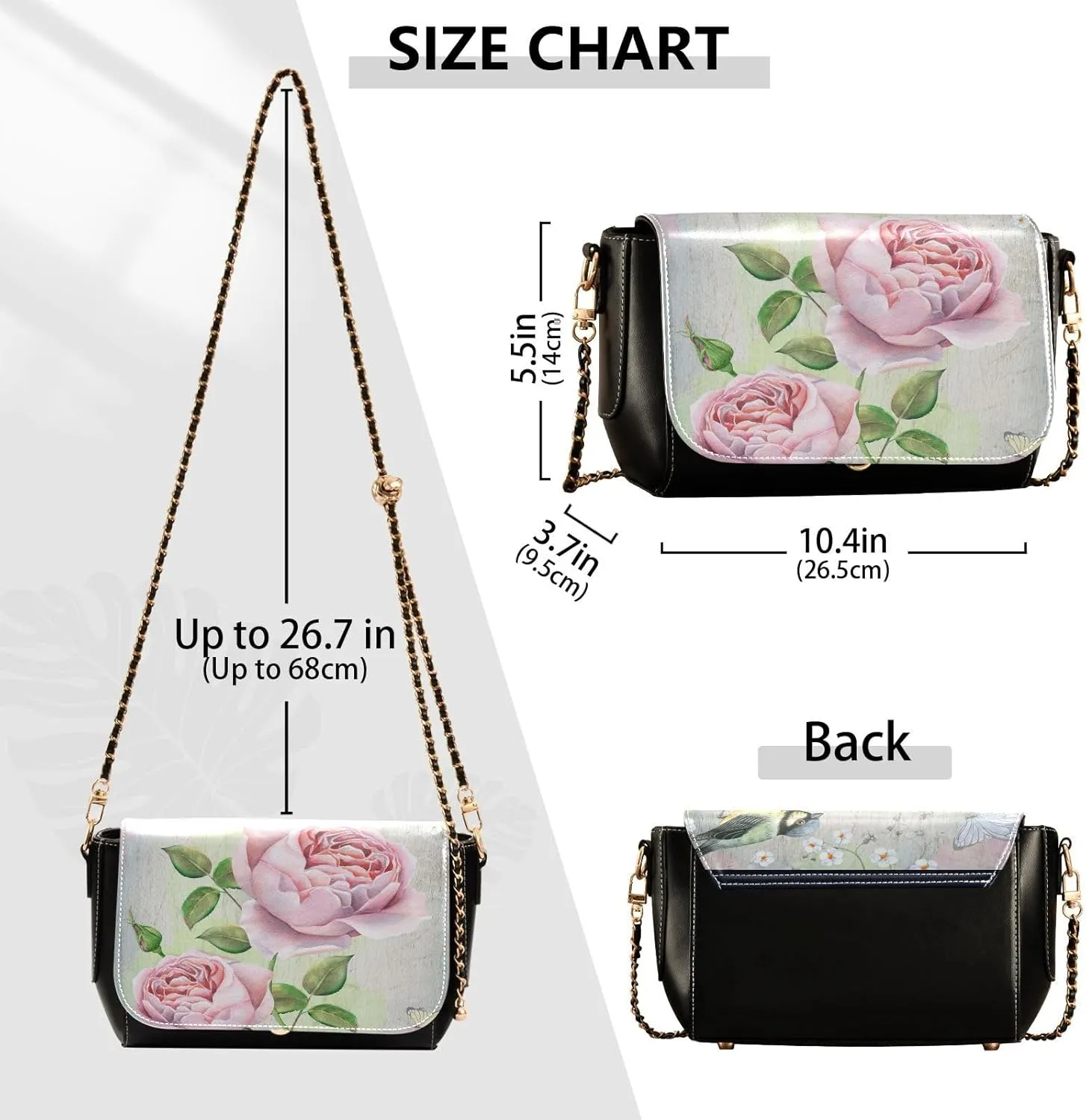 Crossbody Bags for Women Trendy Women's Black Shoulder Bag Small PU Leather Flap Cross Body Bag Handbags