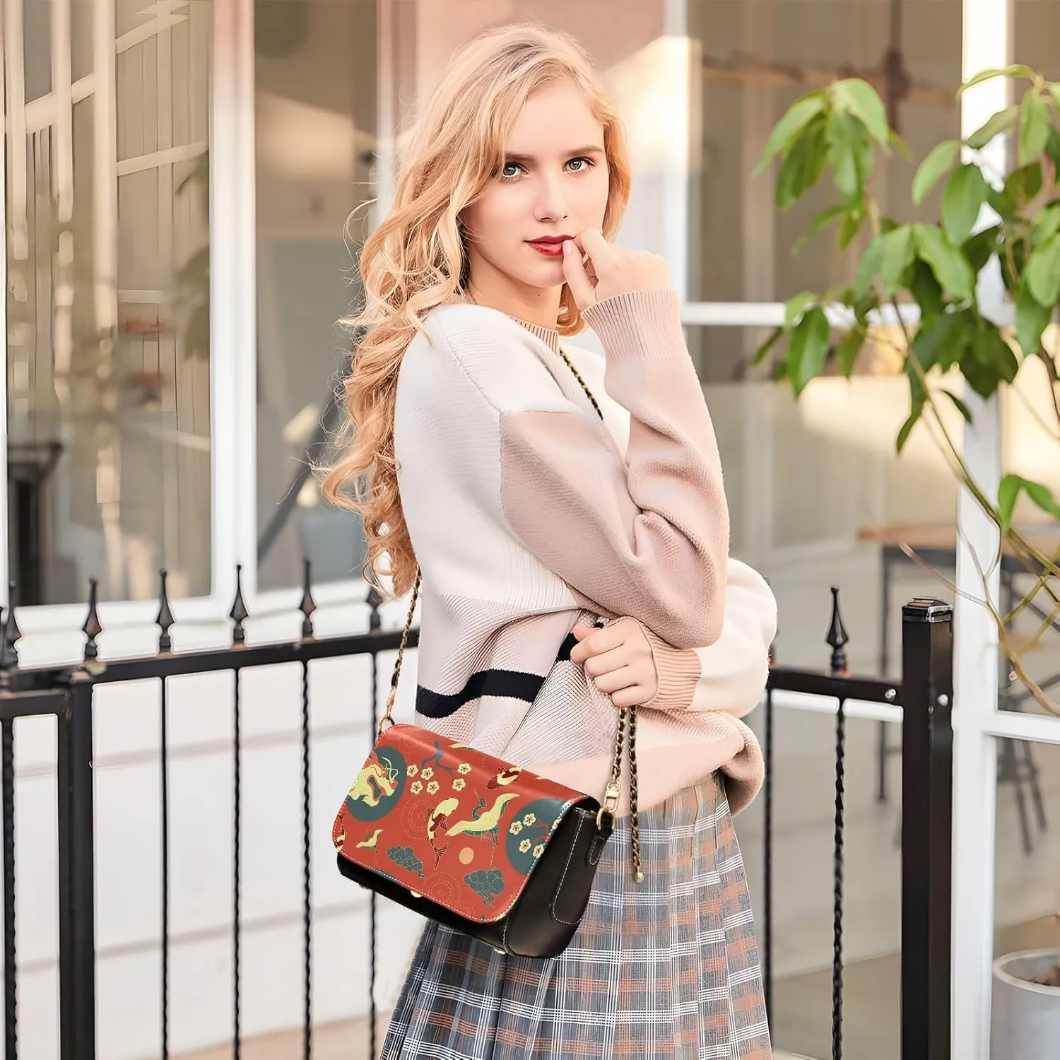Crossbody Bags for Women Trendy Women's Black Shoulder Bag Small PU Leather Flap Cross Body Bag Handbags