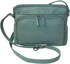 CTM® Women's Leather Shoulder Bag Purse with Side Organizer
