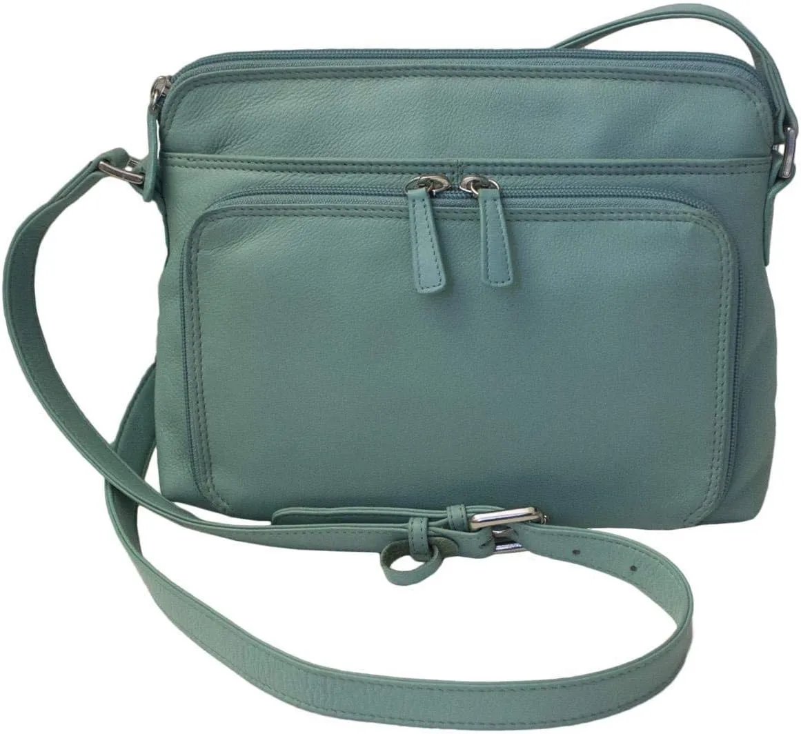 CTM® Women's Leather Shoulder Bag Purse with Side Organizer