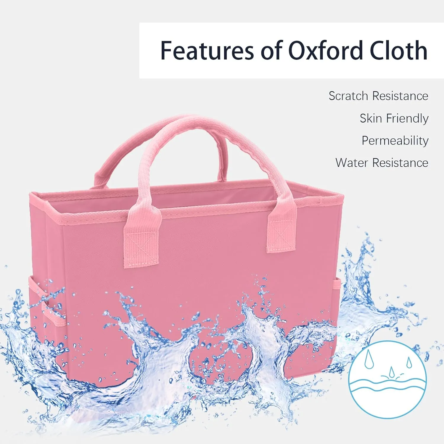 Cupohus Art Organizer Craft Storage Tote Bag with Pockets and Hadles, Oxford Fabric Carrying Caddy for Teacher, Officer, Artist, Traveler, and more – Pink