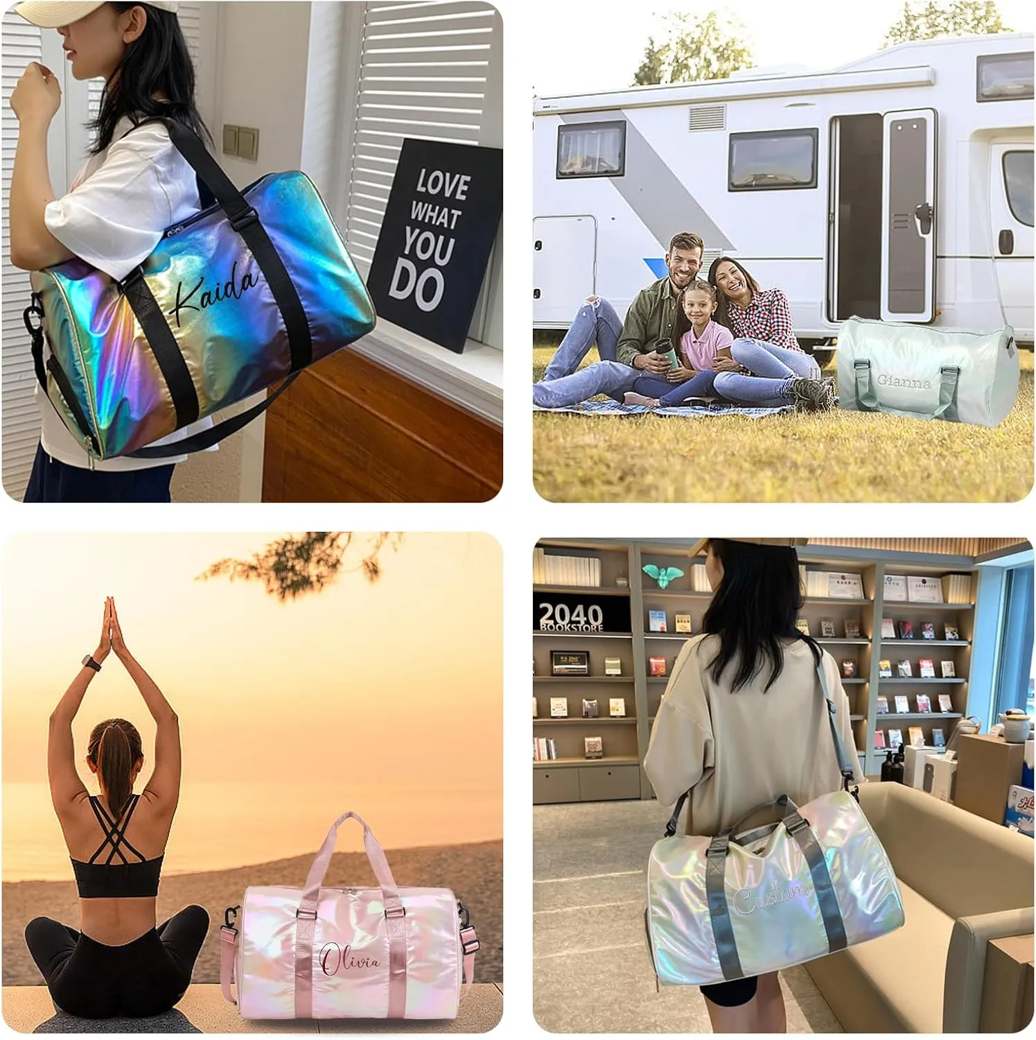 Custom Ballet Dance Bag for Girls, Embroidery Name, Personalised Sport Gym Bag for with Wet Dry Pockets & Shoe Compartment, Travel Duffel, Weekender Overnight for Women, Bridesmaid Gift, Birthday Gift