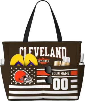 Custom Beach Bag Custom Football Style Large Beach Tote Bag Personalized Add Your Name and Number Shoulder Bag
