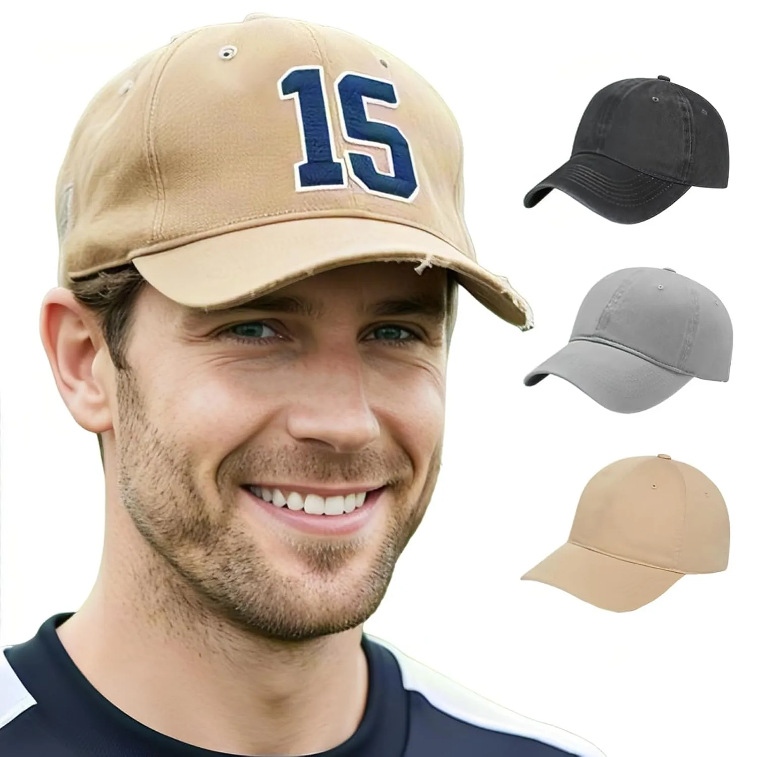 Custom Embroidered Numbers Baseball Cap Personalized Embroidered Numbers Washed Denim Adjustable Baseball Caps For Men Women Custom Father's Day Mother's Day 2025 Gift