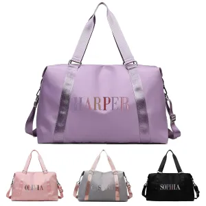 Custom Large Capacity Travel Sport Duffel Bags, Personalized Bag for Women/Girls with Colorful Embroidery Name for Weekender Overnight, Gym Ballet, Dance Cheerleader, Gift for Mom, Bridesmaid Gifts