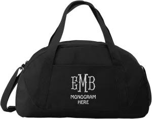 Custom Sport Duffel Bags for Men, Women, Dome, Black - Add Your Monogram - Personalized Weekender Bag for Gym, Overnight, Travel