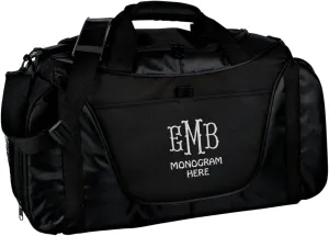Custom Sport Duffel Bags for Men, Women, Medium Two-Tone, Black - Your Monogram - Personalized Weekender Bag for Gym, Overnight, Travel
