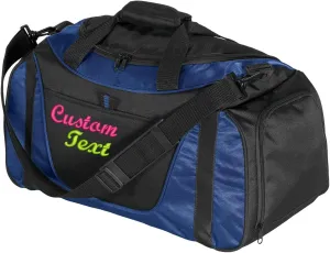 Custom Sport Duffel Bags for Men, Women, Two-Tone, Navy - Add Your Name - Personalized Weekender Bag for Gym, Overnight, Travel
