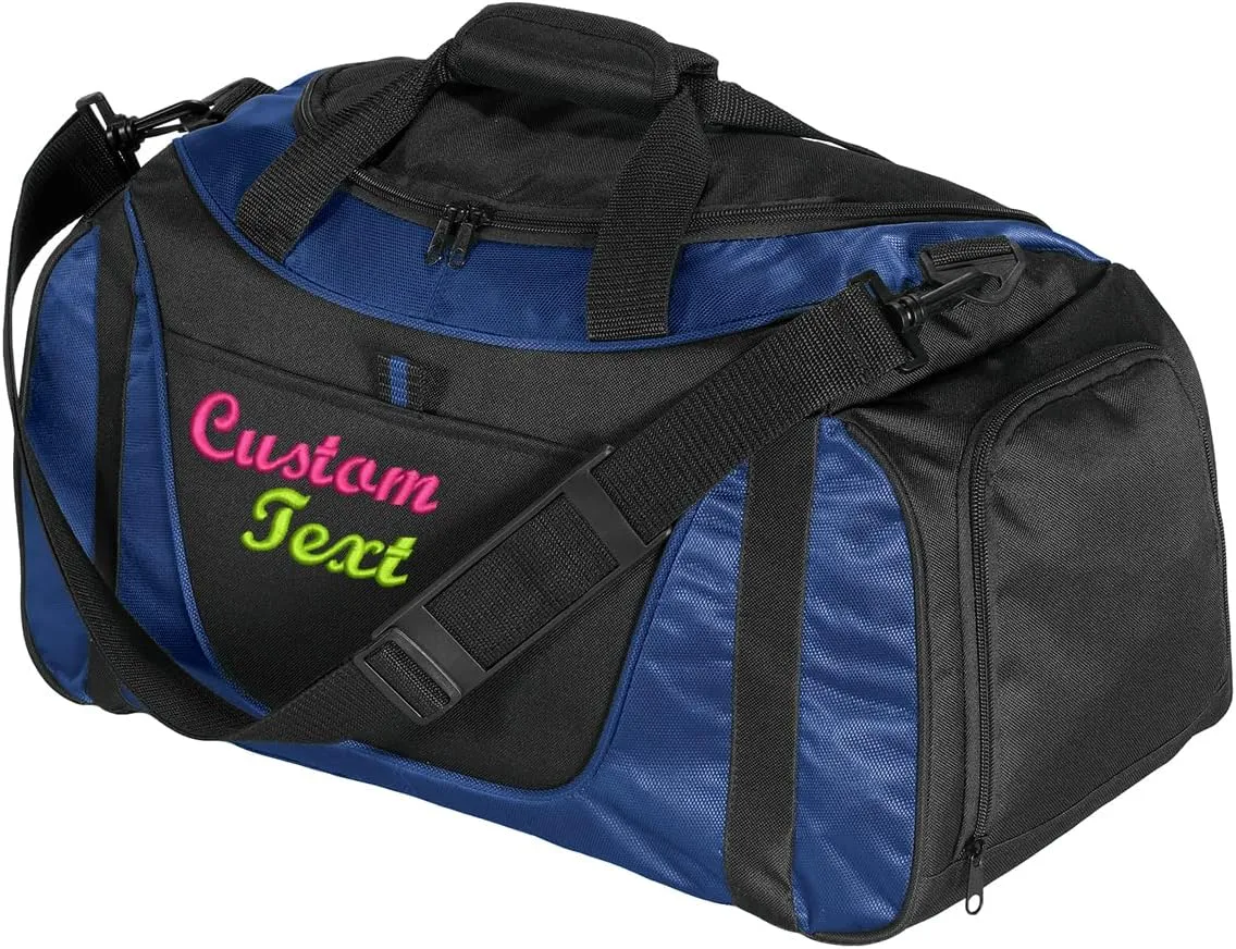 Custom Sport Duffel Bags for Men, Women, Two-Tone, Navy - Add Your Name - Personalized Weekender Bag for Gym, Overnight, Travel