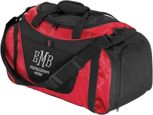 Custom Sport Duffel Bags for Men, Women, Two-Tone, Red - Add Your Monogram - Personalized Weekender Bag for Gym, Overnight, Travel
