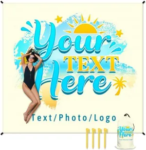 Custom Waterproof Beach Blanket - 110''x118'' Oversized Sandproof Personalized Beach Mat - Extra Large Portable Beach Blankets for Outdoor Picnic Hiking