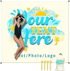 Custom Waterproof Beach Blanket - 78''x86'' Big Sandproof Personalized Beach Mat - Large Portable Beach Blankets for Outdoor Picnic Hiking