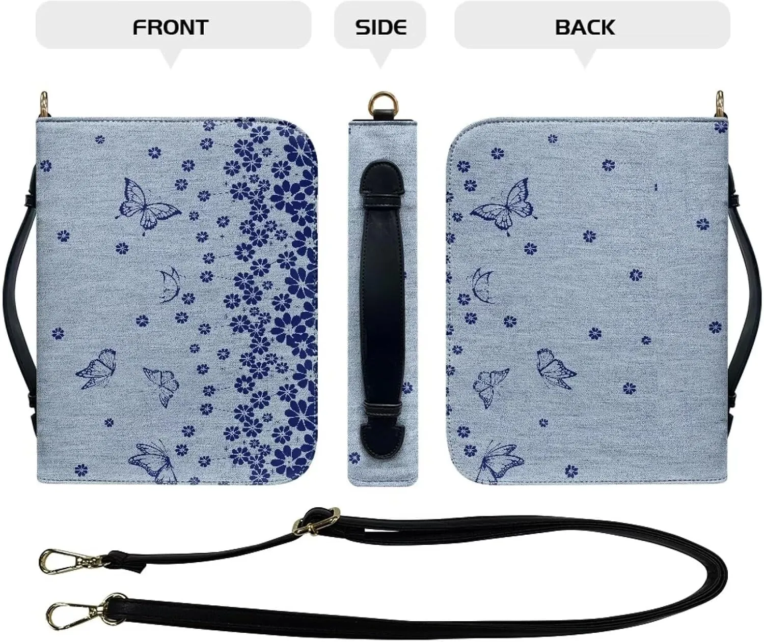 Customization Bible Cover Church Book Cover,Carrying Book Case Crossbody Bag Bible Protective with Zipper