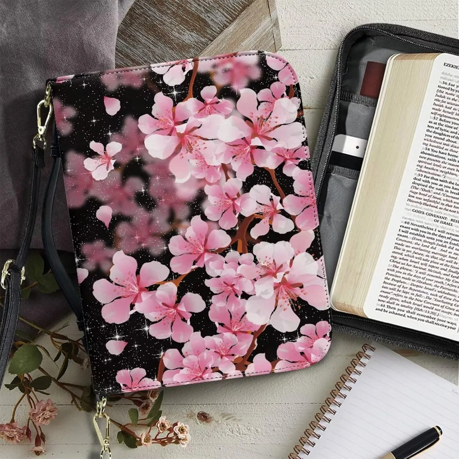 Customization Bible Cover Church Book Cover,Carrying Book Case Crossbody Bag Bible Protective with Zipper