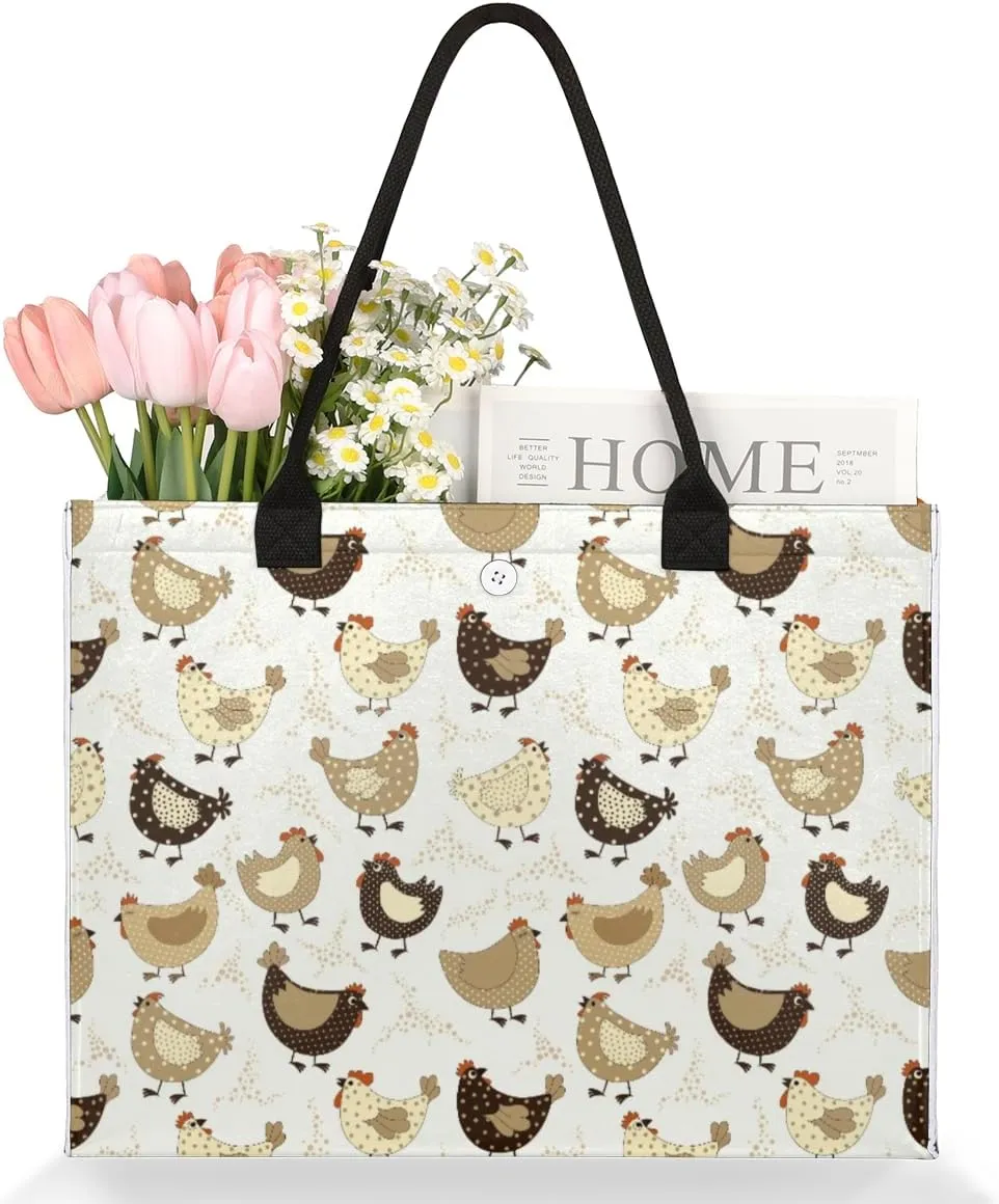 Cute Bunny Large Tote Bag Polka Dots Large Shoulder Bag For Women Teachers Nurses Work Shopping Travel Daily Use