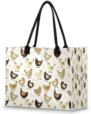 Cute Bunny Large Tote Bag Polka Dots Large Shoulder Bag For Women Teachers Nurses Work Shopping Travel Daily Use