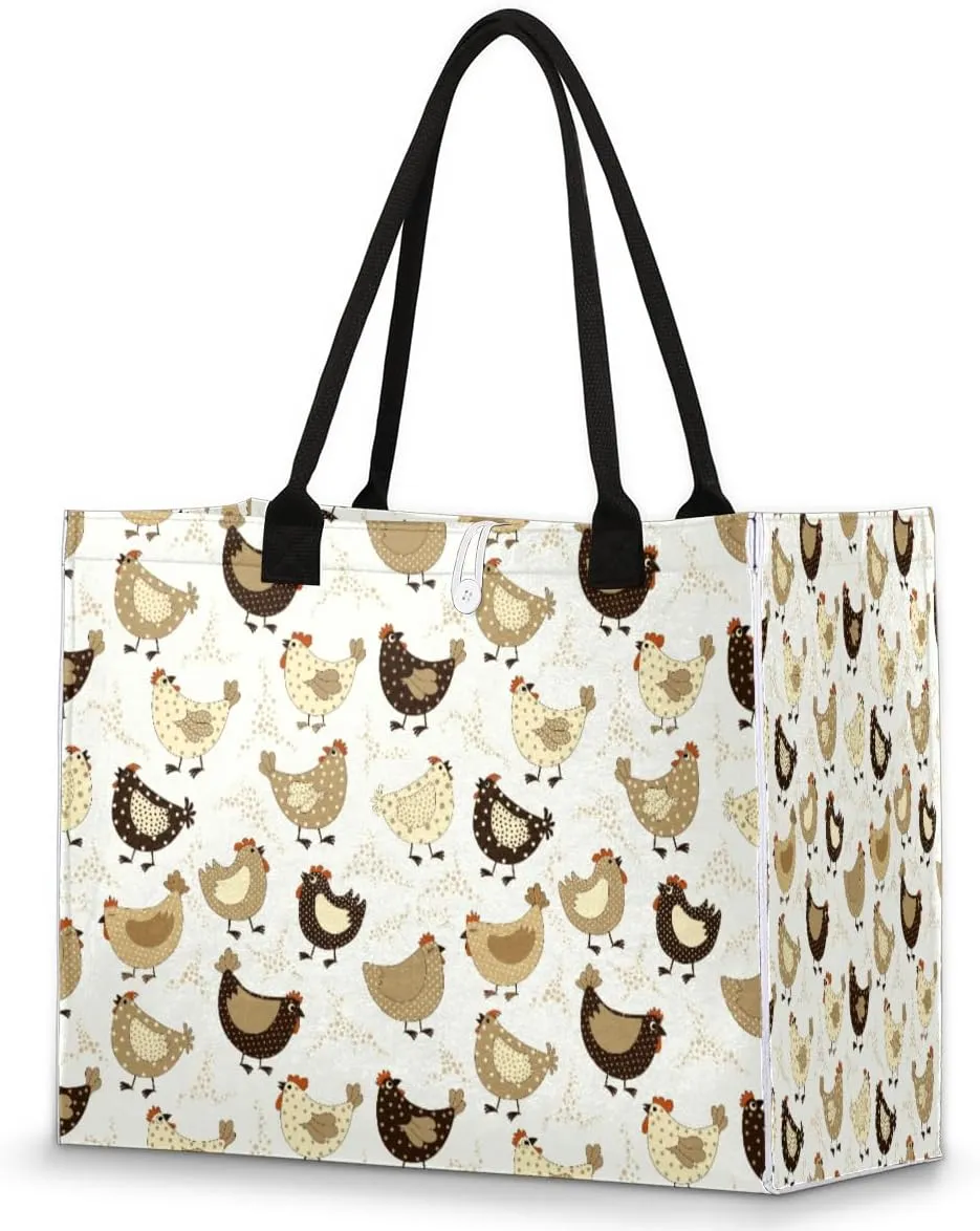 Cute Bunny Large Tote Bag Polka Dots Large Shoulder Bag For Women Teachers Nurses Work Shopping Travel Daily Use