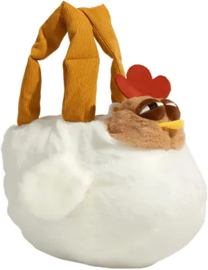 Cute Chicken Purse, Kawaii Funny Novelty Chick Crossbody Bag for Women, Mini Plush Hen Purse with Adjustable Strap